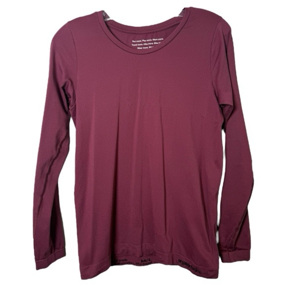 ORGANIC BASICS Silvertech Athletic Long Sleeve Shirt Size M L Red Burgundy